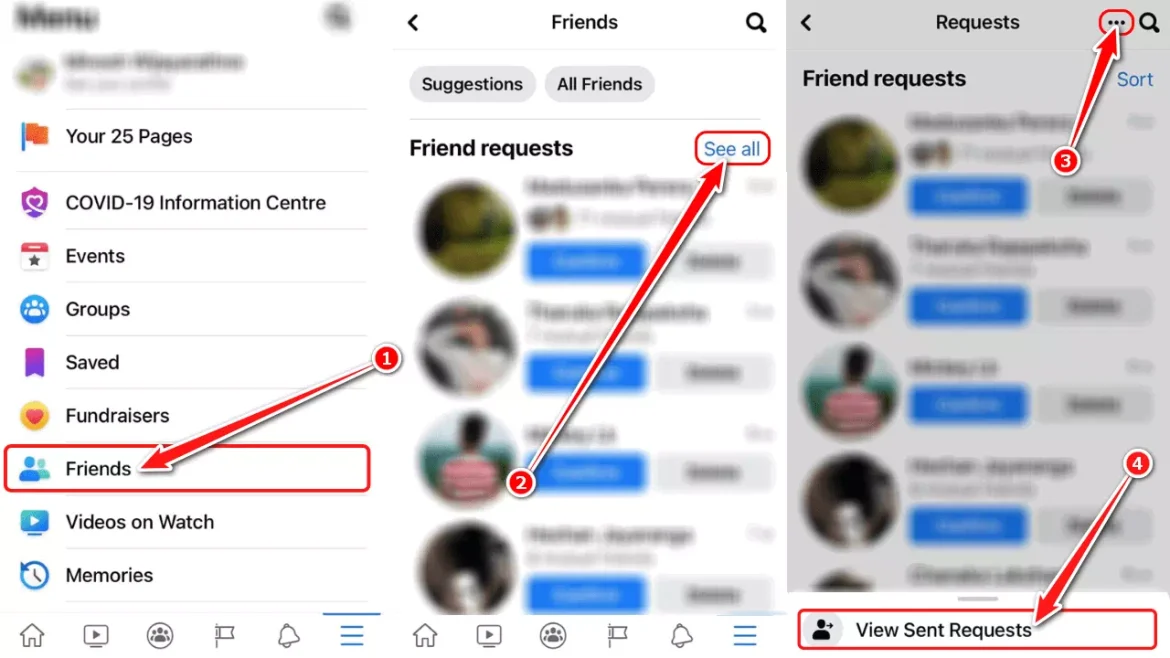 كيفية رؤية طلبات الصداقة المُرسَلة على تطبيق فيسبوك