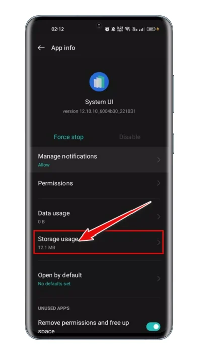 System UI Storage Usage