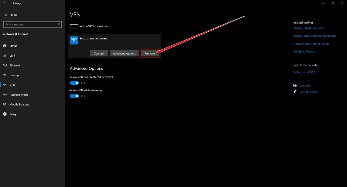 Remove a VPN on Windows 10
