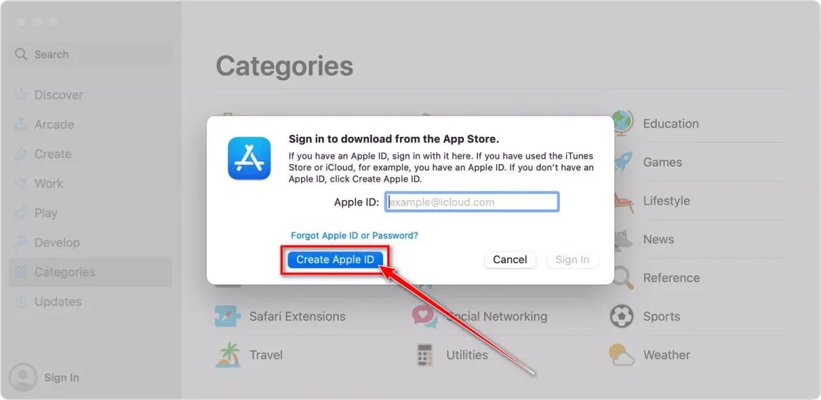 Create Apple ID on Mac computer