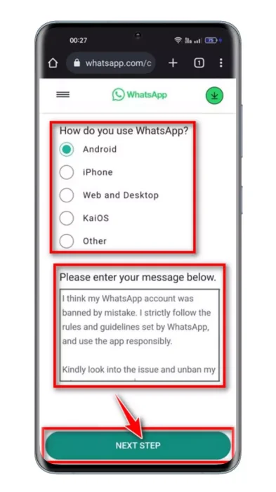 WhatsApp Messenger Support Explain your issue