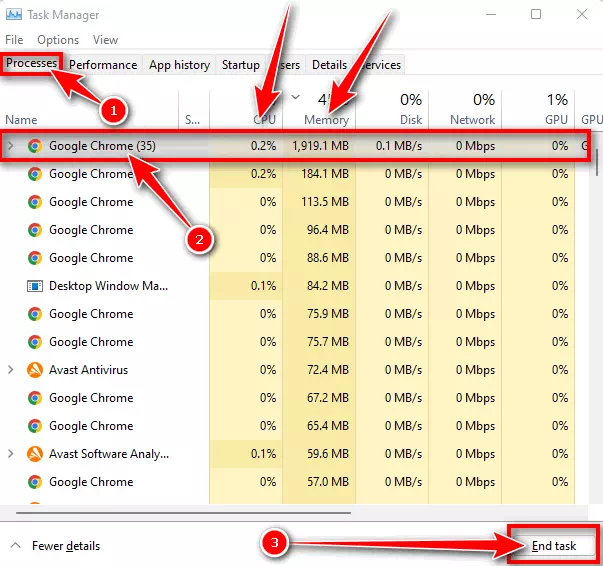 Schließen Sie alle Apps über den Task-Manager