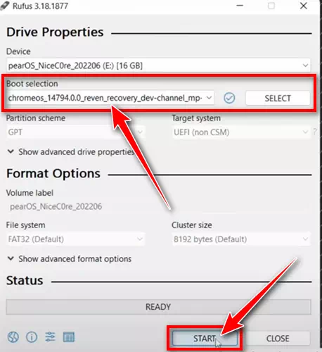 Creating ChromeOS Flex Bootable USB by Rufus