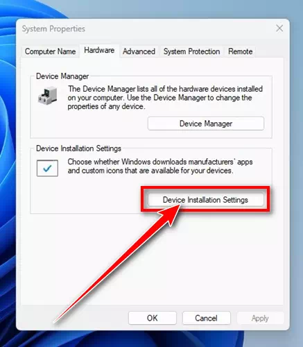 Device Installation Settings