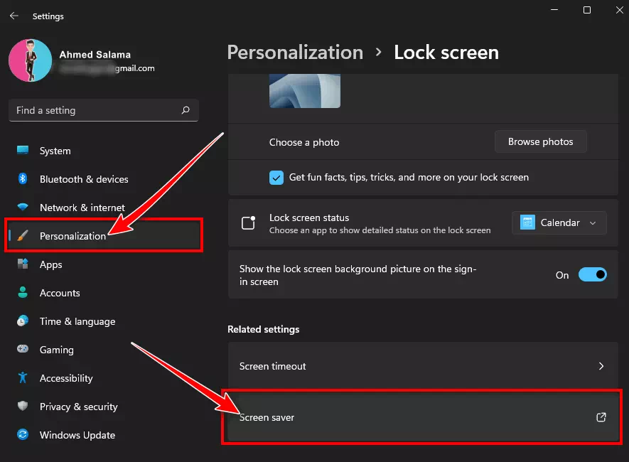 Personalization on windows 11