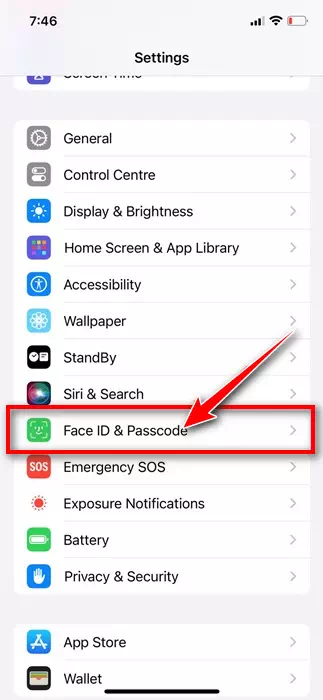 Face ID og passord på iPhone