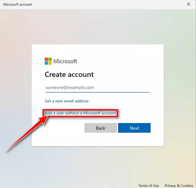 إضافة مستخدم بدون حساب Microsoft