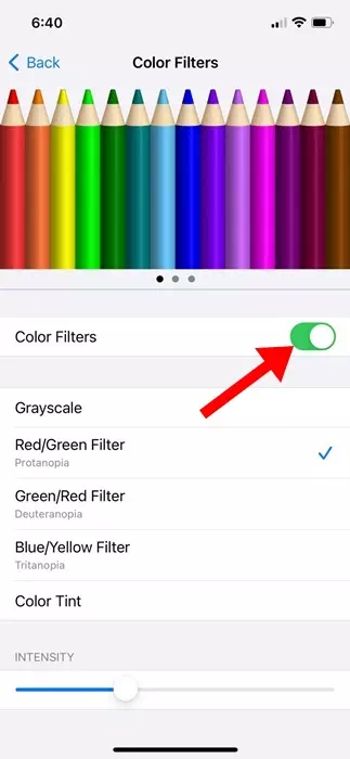 Aktivujte barevné filtry