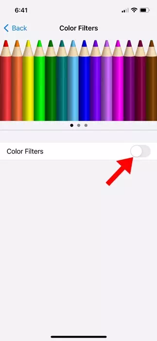 Vypněte barevné filtry